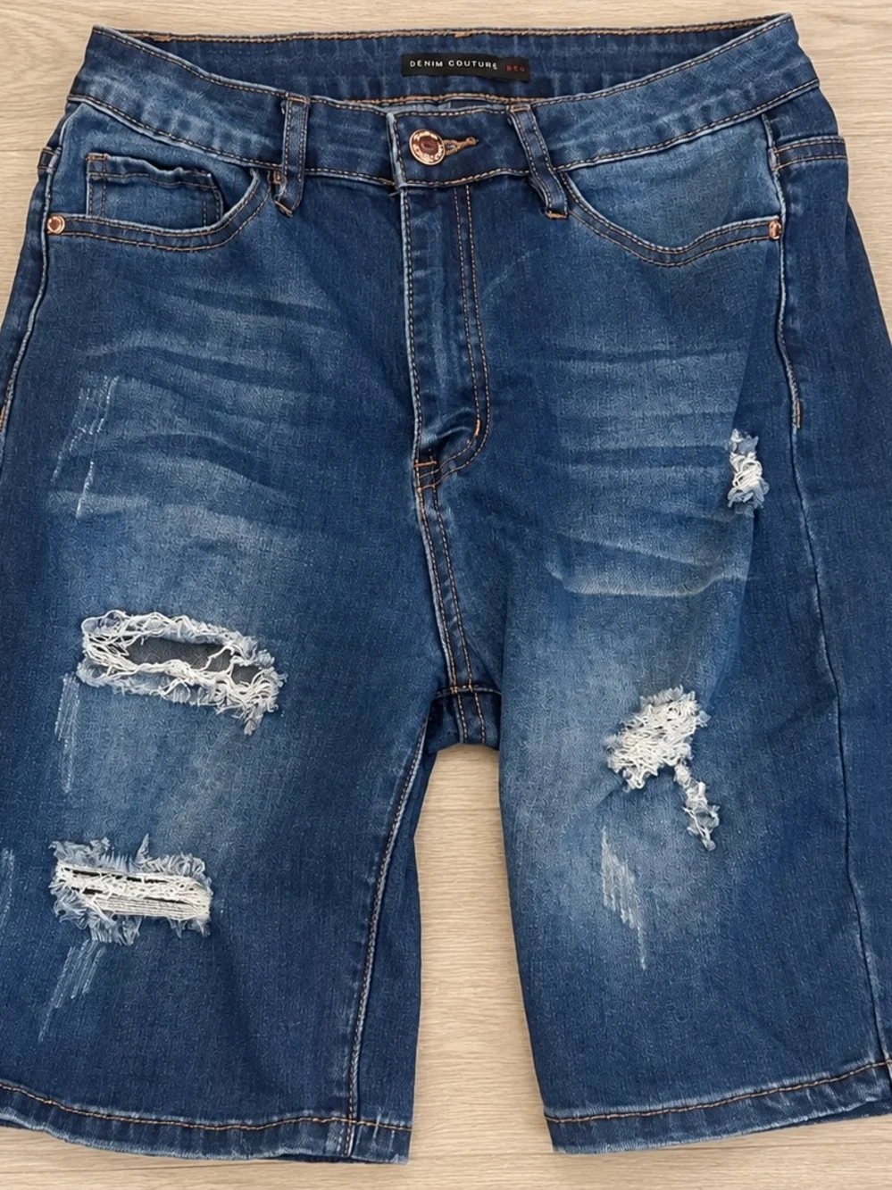 Men’s Distressed Blue Denim Shorts